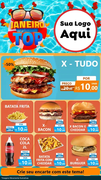 Modelo de Rede Social para Stories com o tema Janeiro Top para Hamburgueria