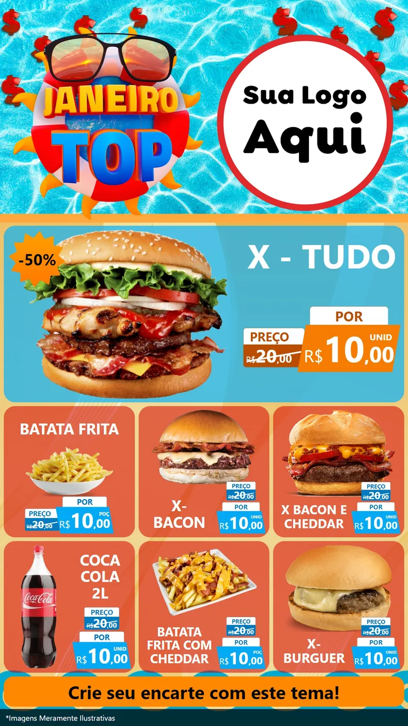 Modelo de Rede Social para Stories com o tema Janeiro Top para Hamburgueria
