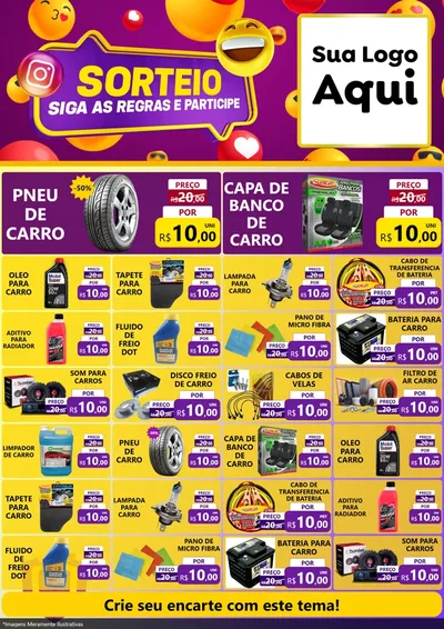 Modelo de Encarte para Encarte A4 Vertical com o tema Sorteio para Auto peças