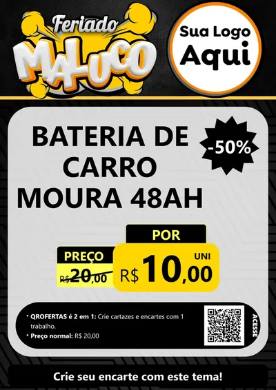 Modelo de Cartaz para Cartaz A4 Vertical com o tema Feriado Maluco para Baterias Elétricas