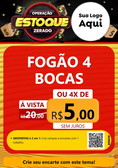 Modelo de Cartaz para Cartaz A4 Vertical com o tema Operação Estoque Zerado para Móveis e Eletro