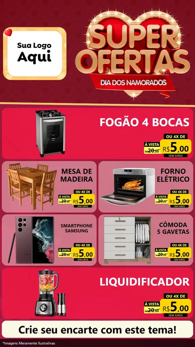 Modelo de TV para TV Vertical com o tema Dia dos Namorados para Móveis e Eletro