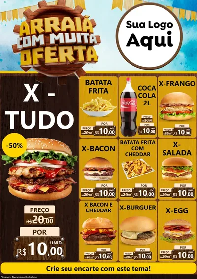 Modelo de Encarte para Encarte A4 Vertical com o tema Ofertas de São João - Junina para Hamburgueria
