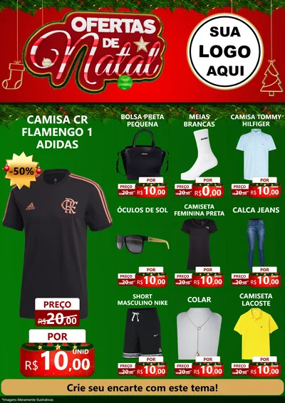 Modelo de Encarte para Encarte A4 Vertical com o tema Ofertas de Natal para Roupas e acessórios