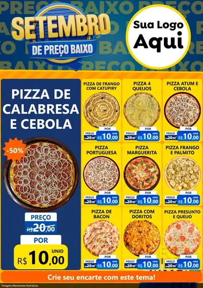 Modelo de Encarte para Encarte A4 Vertical com o tema Setembro De Preço Baixo para Pizzaria