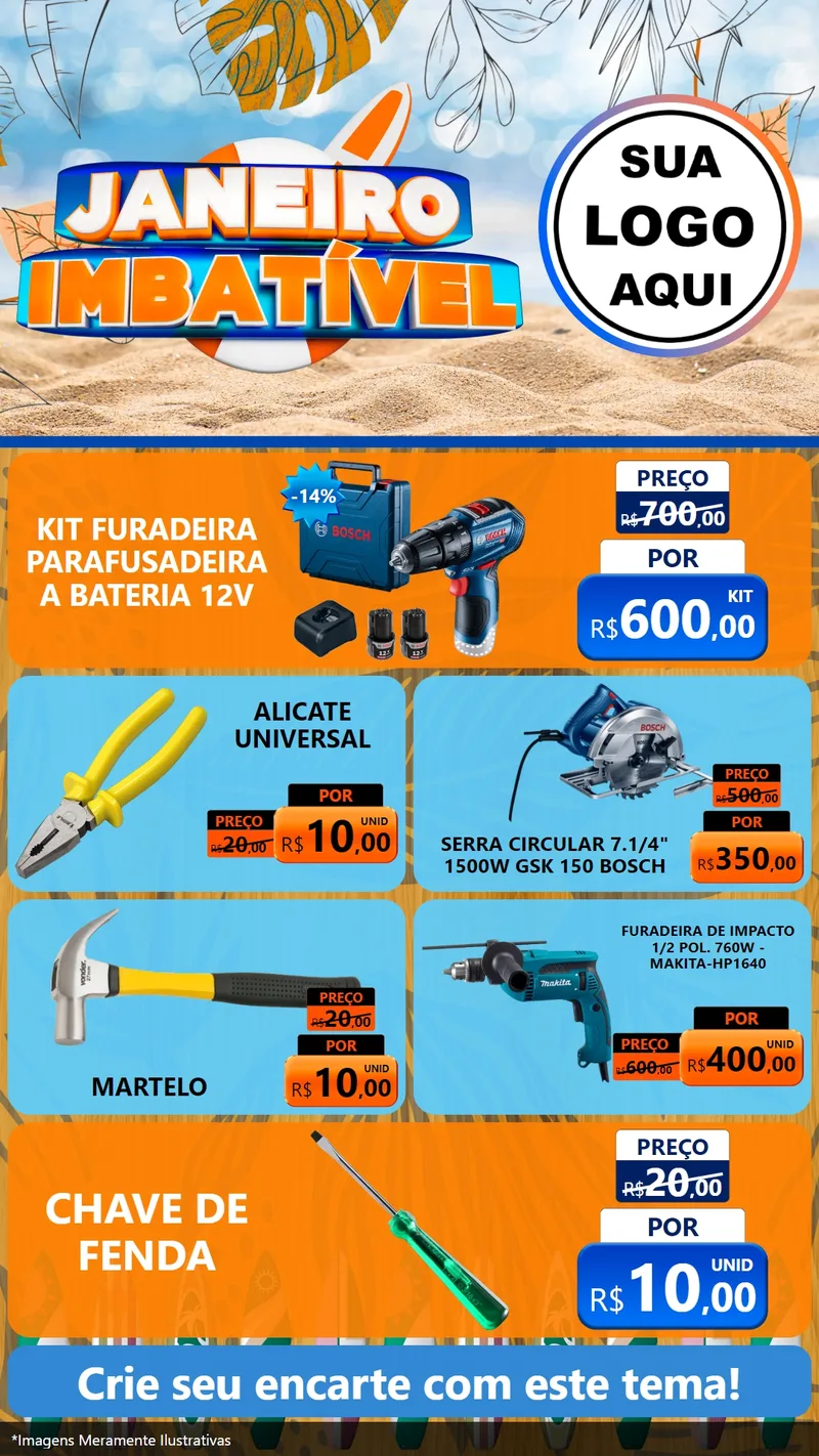 Modelo de TV para TV Vertical com o tema Janeiro Imbatível para Maquinas e Ferramentas