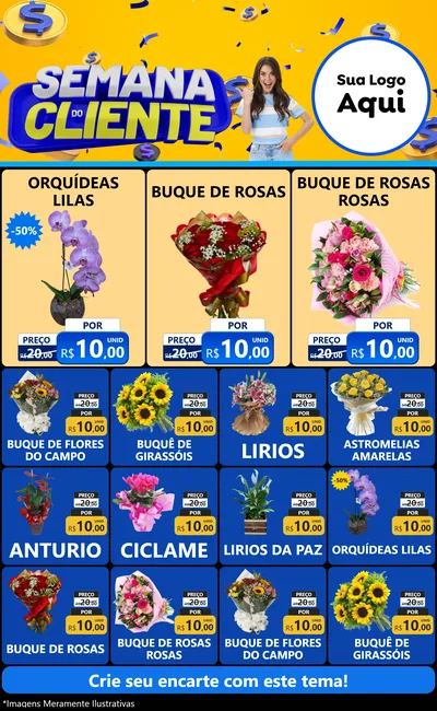 Modelo de Encarte para Encarte Grande com o tema Semana do Cliente para Floricultura e jardim