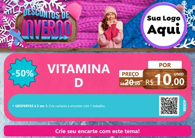 Modelo de Cartaz para Cartaz A4 Horizontal com o tema Descontos de Inverno para Farmácia