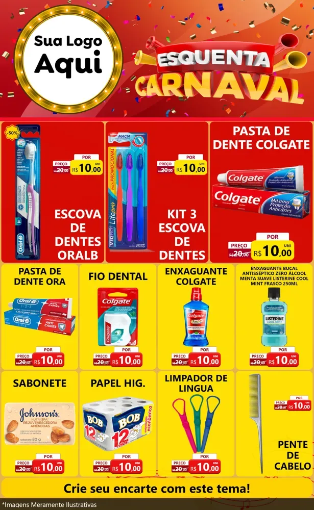 Modelo de Encarte para Encarte Grande com o tema Esquenta Carnaval para Higiene Pessoal