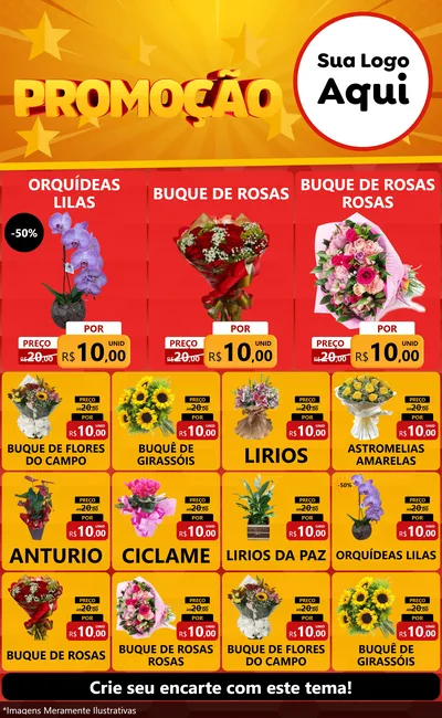 Modelo de Encarte para Encarte Grande com o tema Promoção para Floricultura e jardim