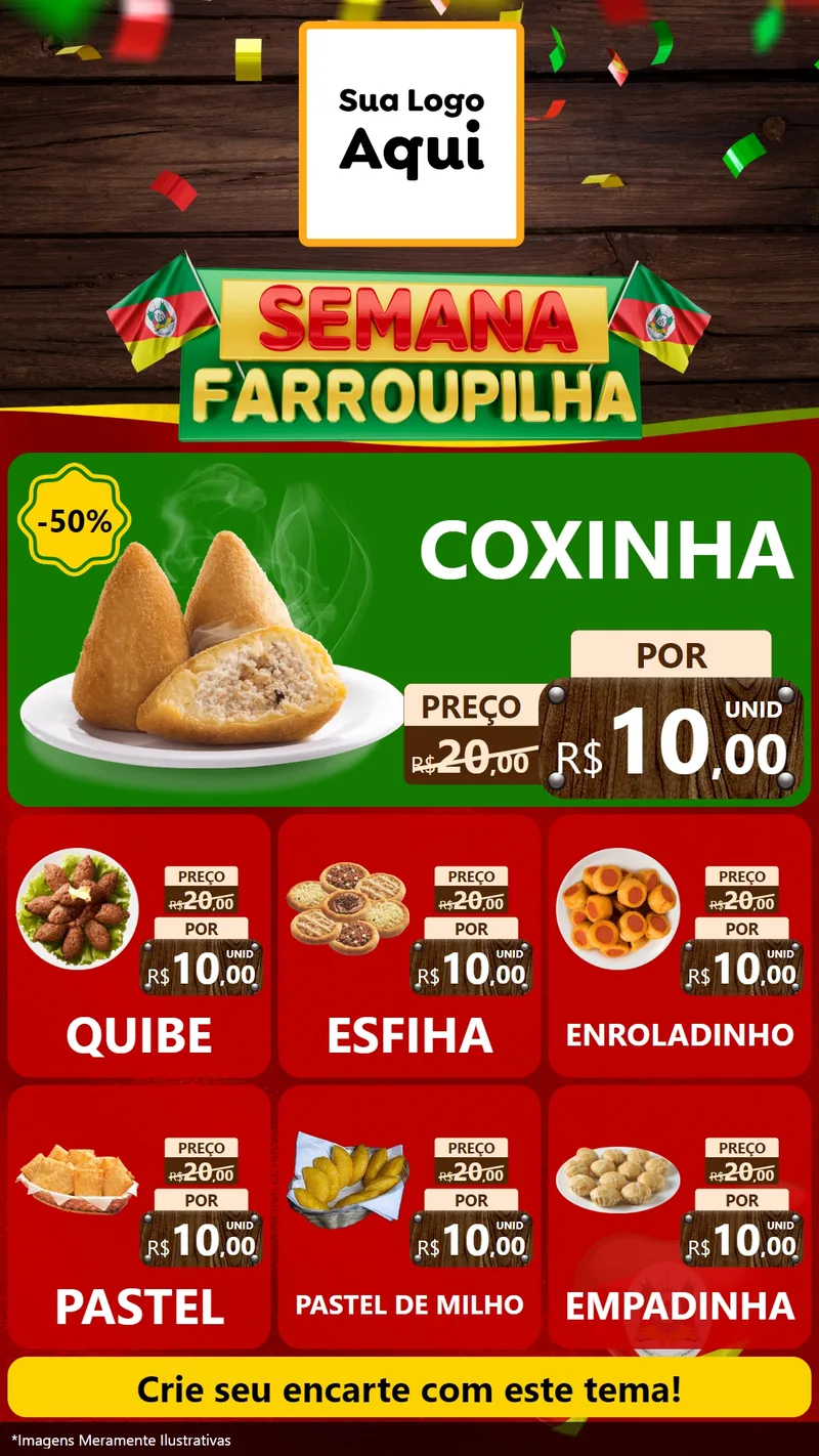 Modelo de Rede Social para Stories com o tema Semana Farroupilha para Salgadaria