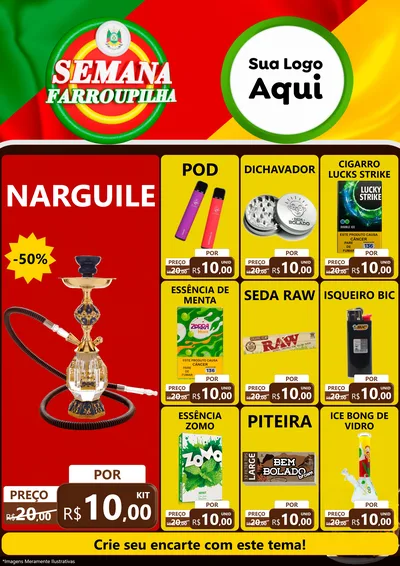 Modelo de Encarte para Encarte A4 Vertical com o tema Semana Farroupilha para Tabacaria