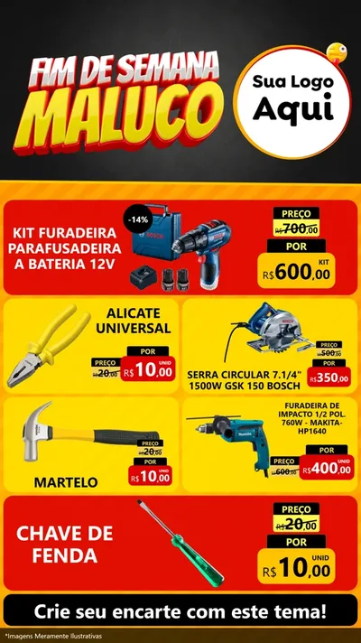 Modelo de TV para TV Vertical com o tema Final de Semana Maluco para Maquinas e Ferramentas