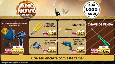 Modelo de TV para TV Horizontal com o tema Feliz Ano Novo 2027 para Maquinas e Ferramentas