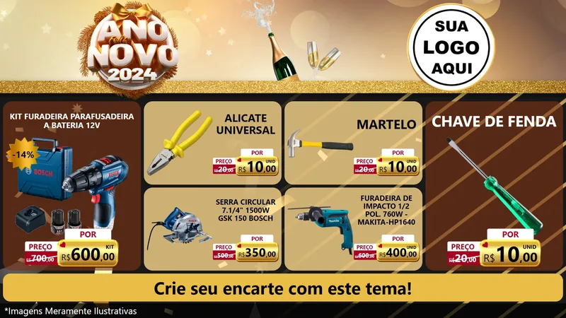 Modelo de TV para TV Horizontal com o tema Feliz Ano Novo 2027 para Maquinas e Ferramentas