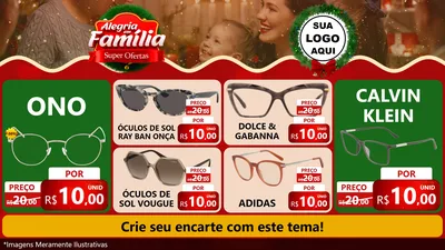 Modelo de TV para TV Horizontal com o tema Alegria Em Família - Super Ofertas para Óticas