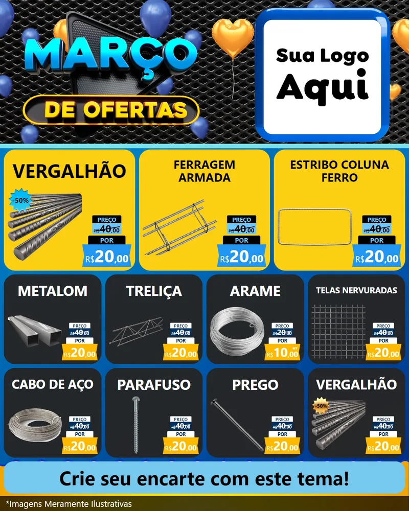 Modelo de Rede Social para Feed Instagram com o tema Março de Ofertas para Ferragens