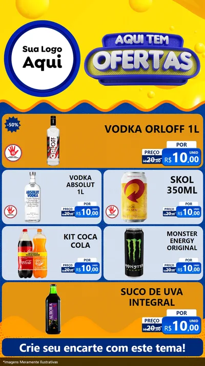 Modelo de TV para TV Vertical com o tema Aqui Tem Ofertas para Distribuidora de bebidas