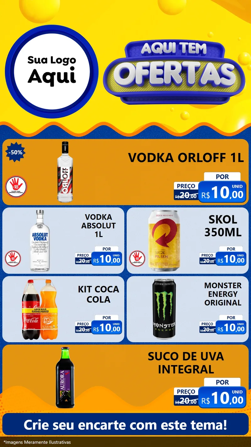 Modelo de TV para TV Vertical com o tema Aqui Tem Ofertas para Distribuidora de bebidas
