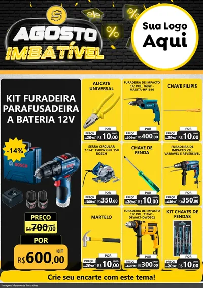 Modelo de Encarte para Encarte A4 Vertical com o tema Agosto Imbatível para Maquinas e Ferramentas
