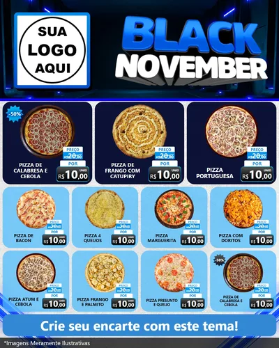 Modelo de Rede Social para Feed Instagram com o tema Black November para Pizzaria