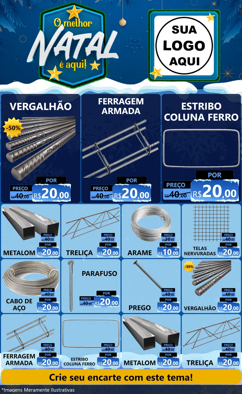Modelo de Encarte para Encarte Grande com o tema O Melhor Natal É Aqui! para Ferragens