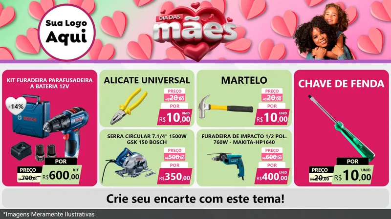 Modelo de TV para TV Horizontal com o tema Dia das Mães para Maquinas e Ferramentas