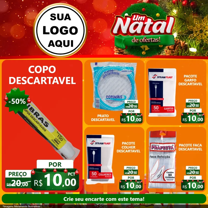 Modelo de Rede Social para Feed Facebook com o tema Um Natal de Ofertas para Embalagens