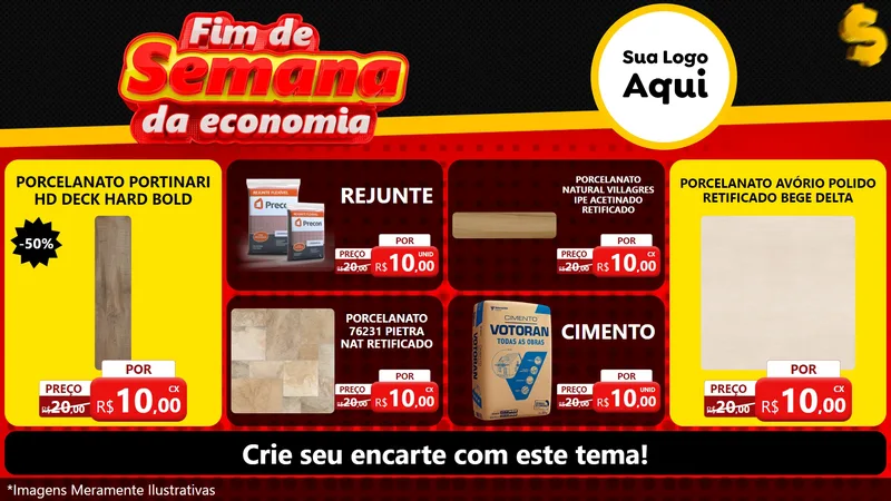 Modelo de TV para TV Horizontal com o tema Fim de Semana da Economia para Pisos e revestimentos