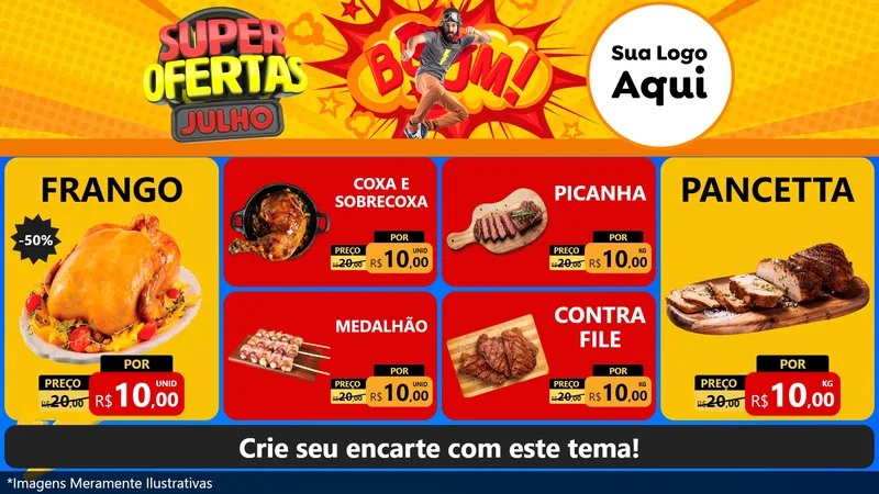 Modelo de TV para TV Horizontal com o tema Super Ofertas Julho para Assados