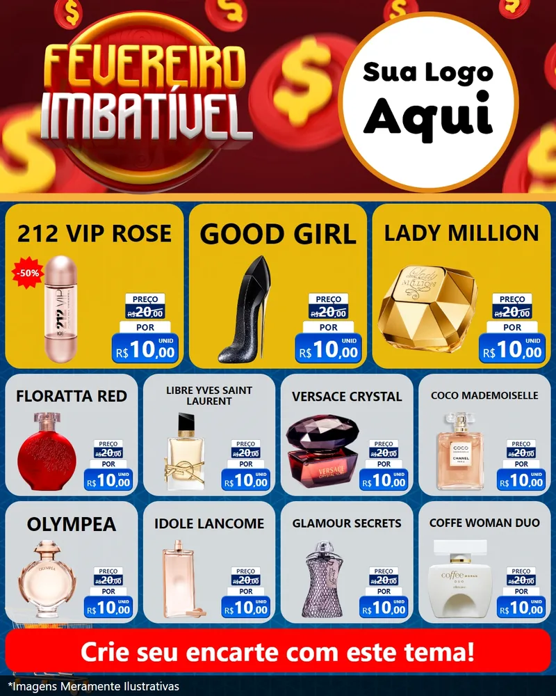 Modelo de Rede Social para Feed Instagram com o tema Fevereiro Imbatível para Perfumes
