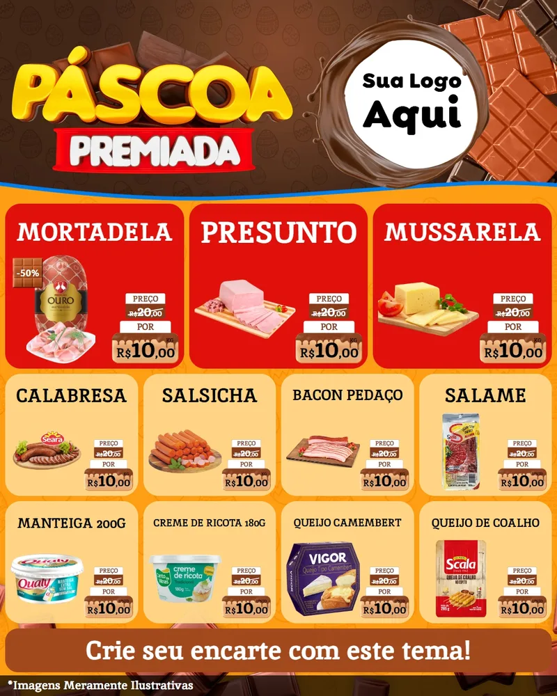 Modelo de Rede Social para Feed Instagram com o tema Páscoa Premiada para Frios e Laticínios
