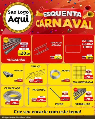 Modelo de Rede Social para Feed Instagram com o tema Esquenta Carnaval para Ferragens