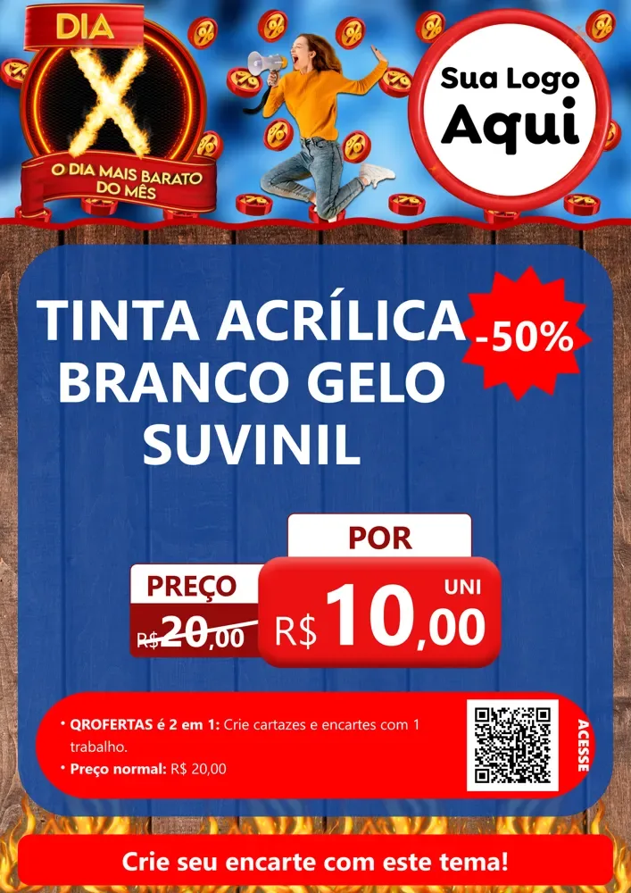 Modelo de Cartaz para Cartaz A4 Vertical com o tema Dia X - O Dia Mais Barato Do Mês para Tintas e Ferramentas