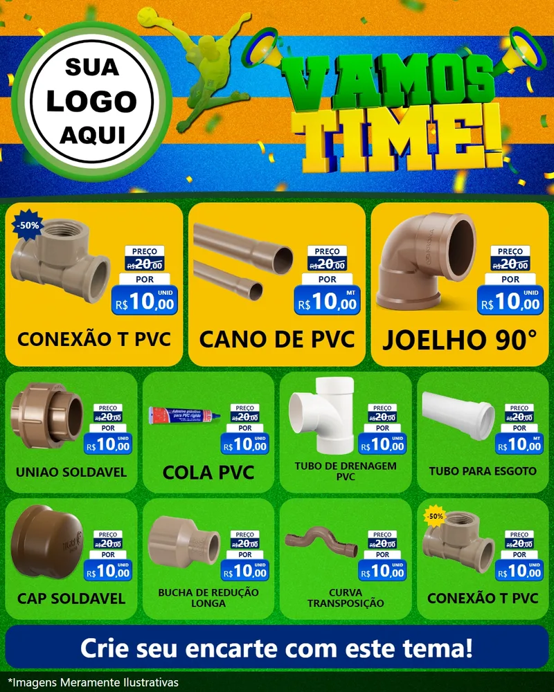 Modelo de Rede Social para Feed Instagram com o tema Vamos Time! para Tubos e conexões