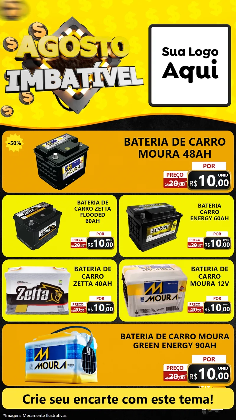 Modelo de TV para TV Vertical com o tema Agosto Imbatível para Baterias Elétricas