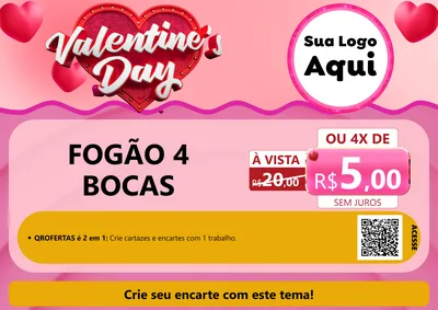 Modelo de Cartaz para Cartaz A4 Horizontal com o tema Valentine's Day para Móveis e Eletro