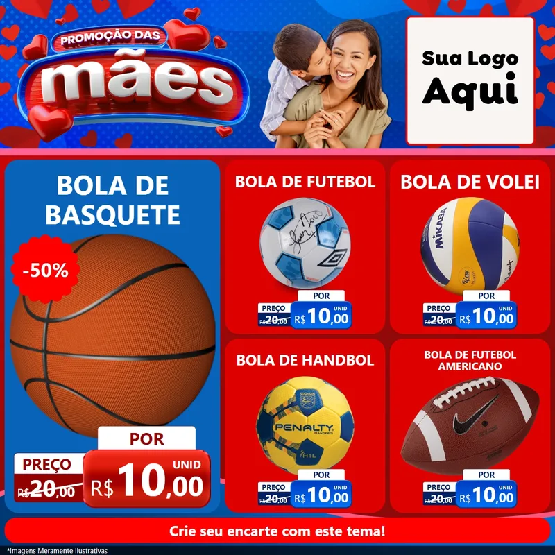 Modelo de Rede Social para Feed Facebook com o tema Promoção das Mães para Artigos Esportivos