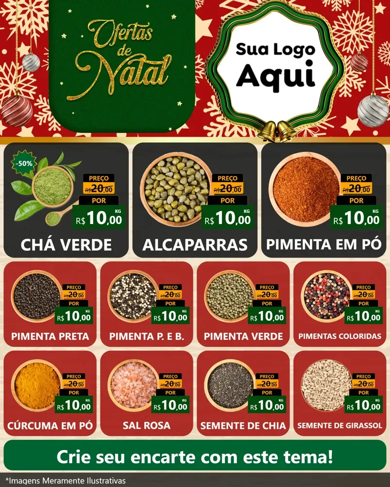 Modelo de Rede Social para Feed Instagram com o tema Natal de Ofertas para Produtos Naturais