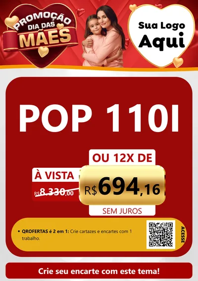 Modelo de Cartaz para Cartaz A4 Vertical com o tema Promoção Dia das Mães para Concessionaria de Motos