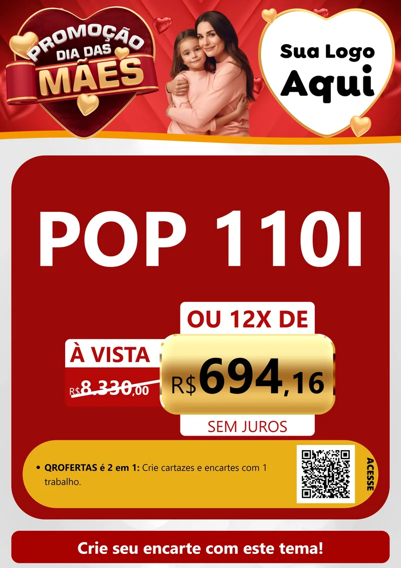 Modelo de Cartaz para Cartaz A4 Vertical com o tema Promoção Dia das Mães para Concessionaria de Motos