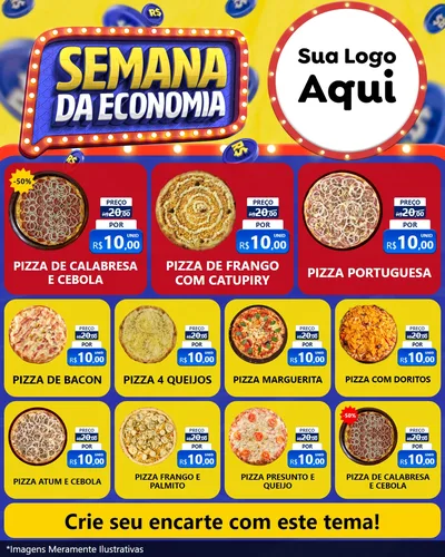 Modelo de Rede Social para Feed Instagram com o tema Semana da Economia para Pizzaria