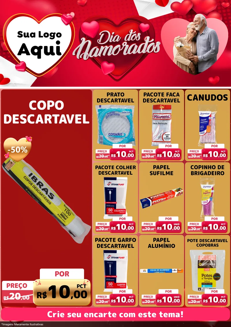 Modelo de Encarte para Encarte A4 Vertical com o tema Dia Dos Namorados para Embalagens