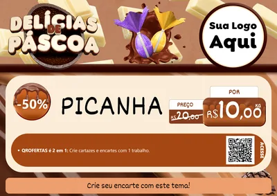 Modelo de Cartaz para Cartaz A4 Horizontal com o tema Delícias de Páscoa para Açougue