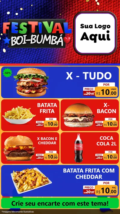 Modelo de TV para TV Vertical com o tema Festival Boi-Bumbá para Hamburgueria