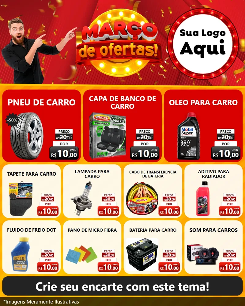 Modelo de Rede Social para Feed Instagram com o tema Março de Ofertas! para Auto peças