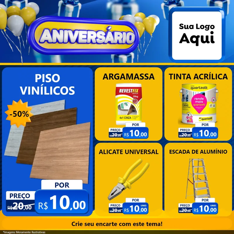 Modelo de Rede Social para Feed Facebook com o tema Aniversário para Material para Construção
