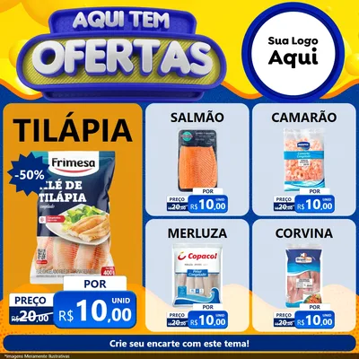 Modelo de Rede Social para Feed Facebook com o tema Aqui Tem Ofertas para Peixaria