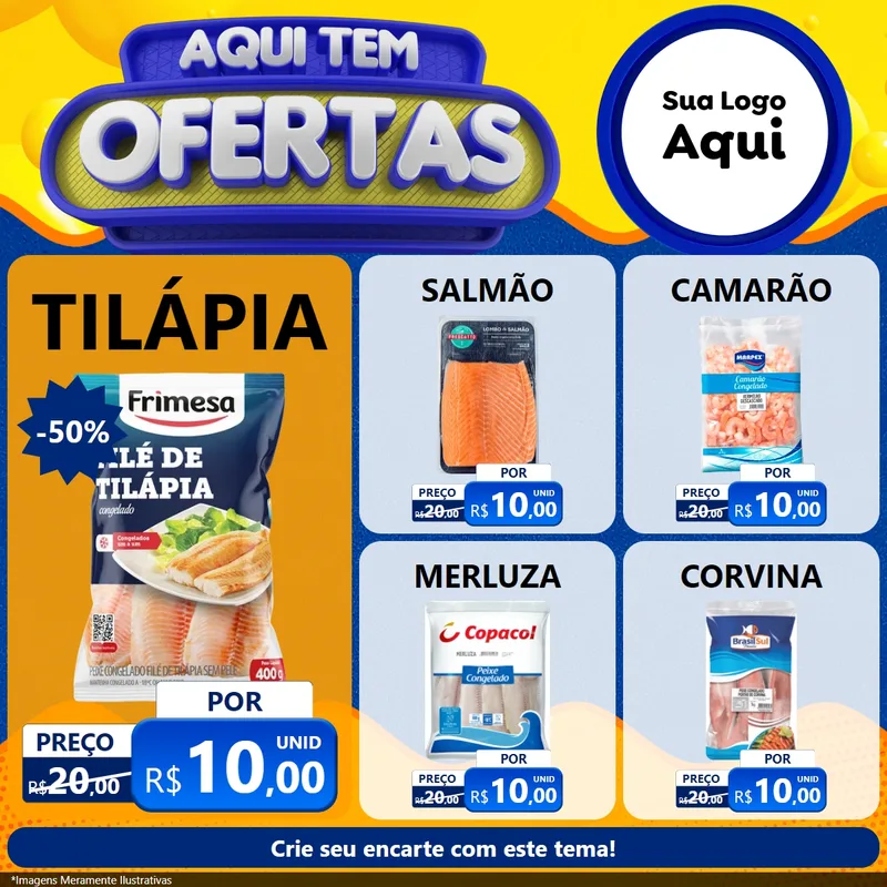 Modelo de Rede Social para Feed Facebook com o tema Aqui Tem Ofertas para Peixaria
