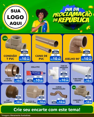 Modelo de Rede Social para Feed Instagram com o tema Dia Da Proclamação Da República para Tubos e conexões